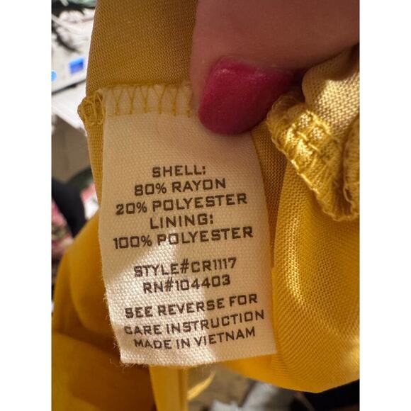 Blu Pepper Butter Yellow Midi Tiered Dress V-neck Button Up Lines Sz L - Picture 4 of 9